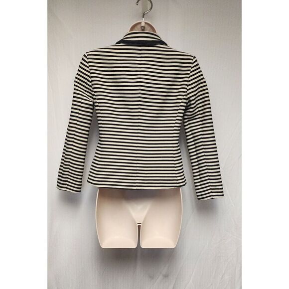 Ann Taylor LOFT Long Sleeve Blue & Beige Striped Blazer Jacket-Size 2 - Picture 4 of 8